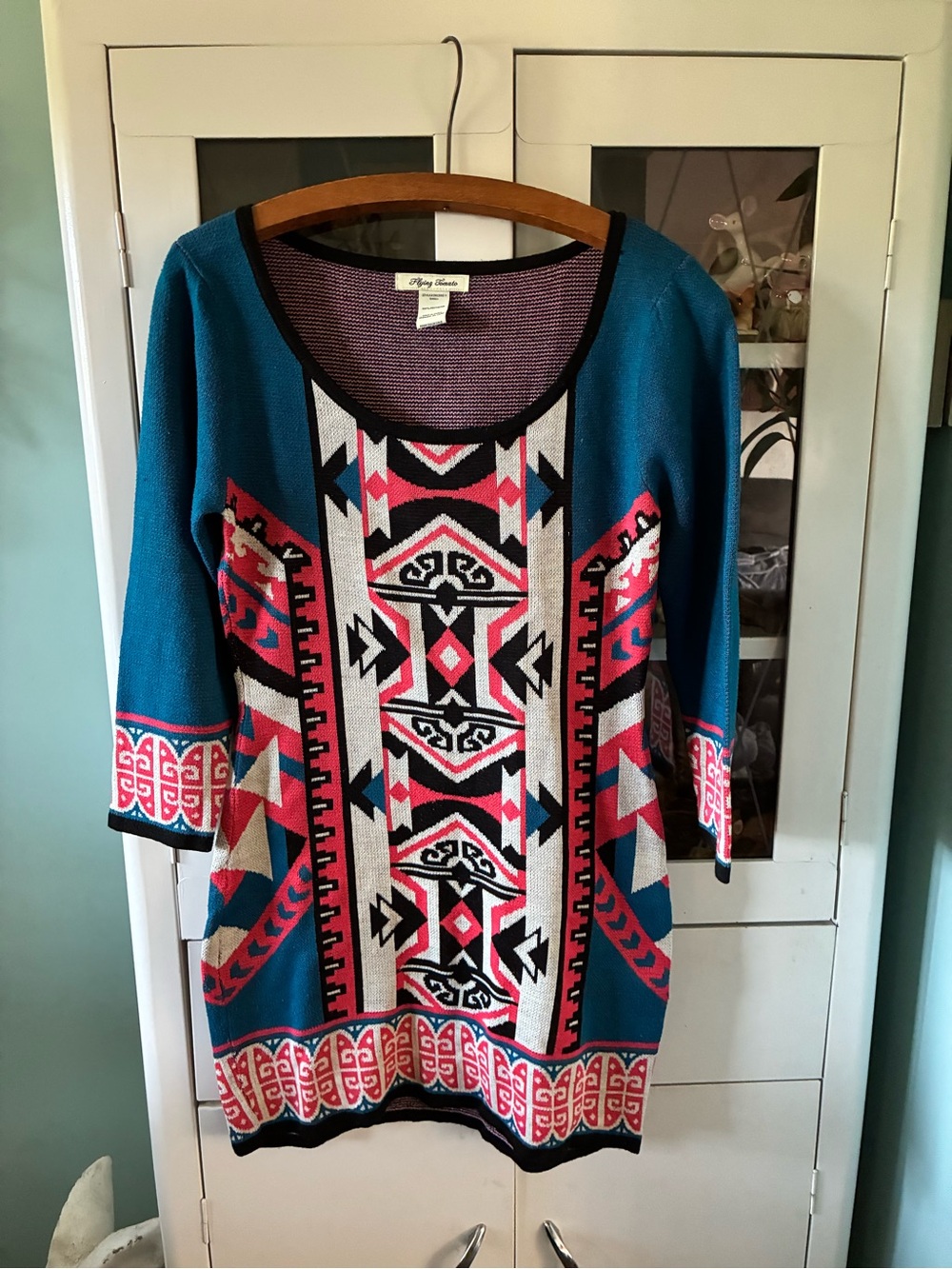Flying Tomato Teal and Pink Striped Dress euc sz S